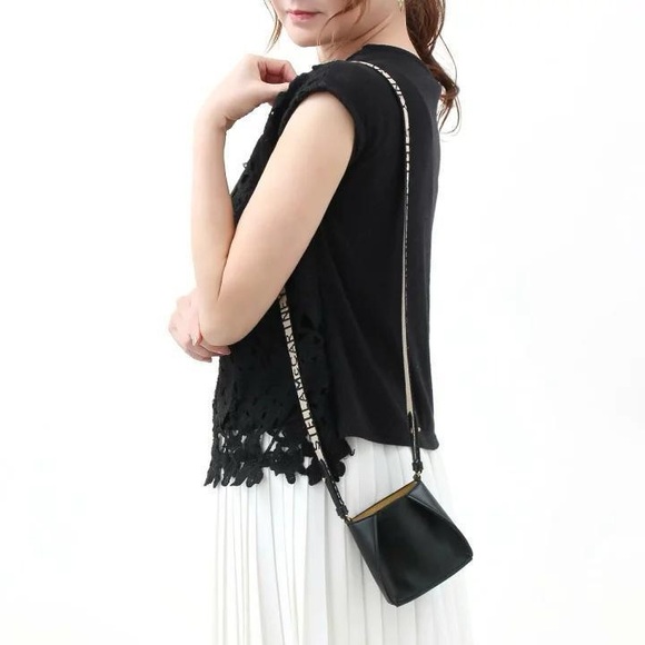 Stella McCartney Black Mini Bag with Logo Strap - Picture 4 of 6